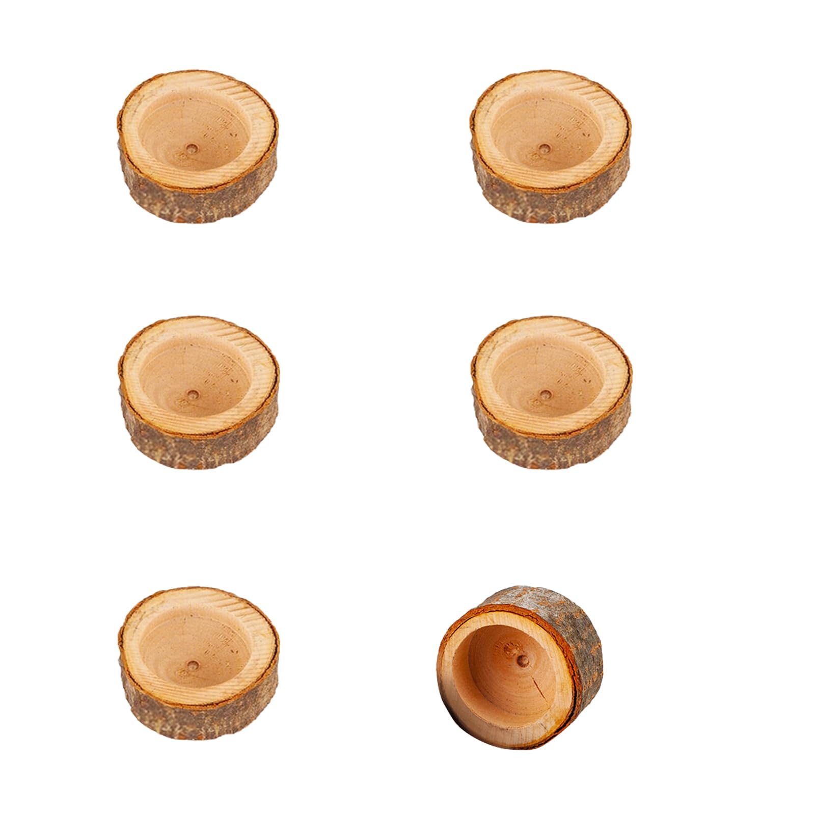 6PCS Wooden Tea Light Candle Holders Natural Wood Tealight Holders Small Votive Candle Holders for Wedding Party Dining Table Decor Home Decorations Rustic Centrepieces