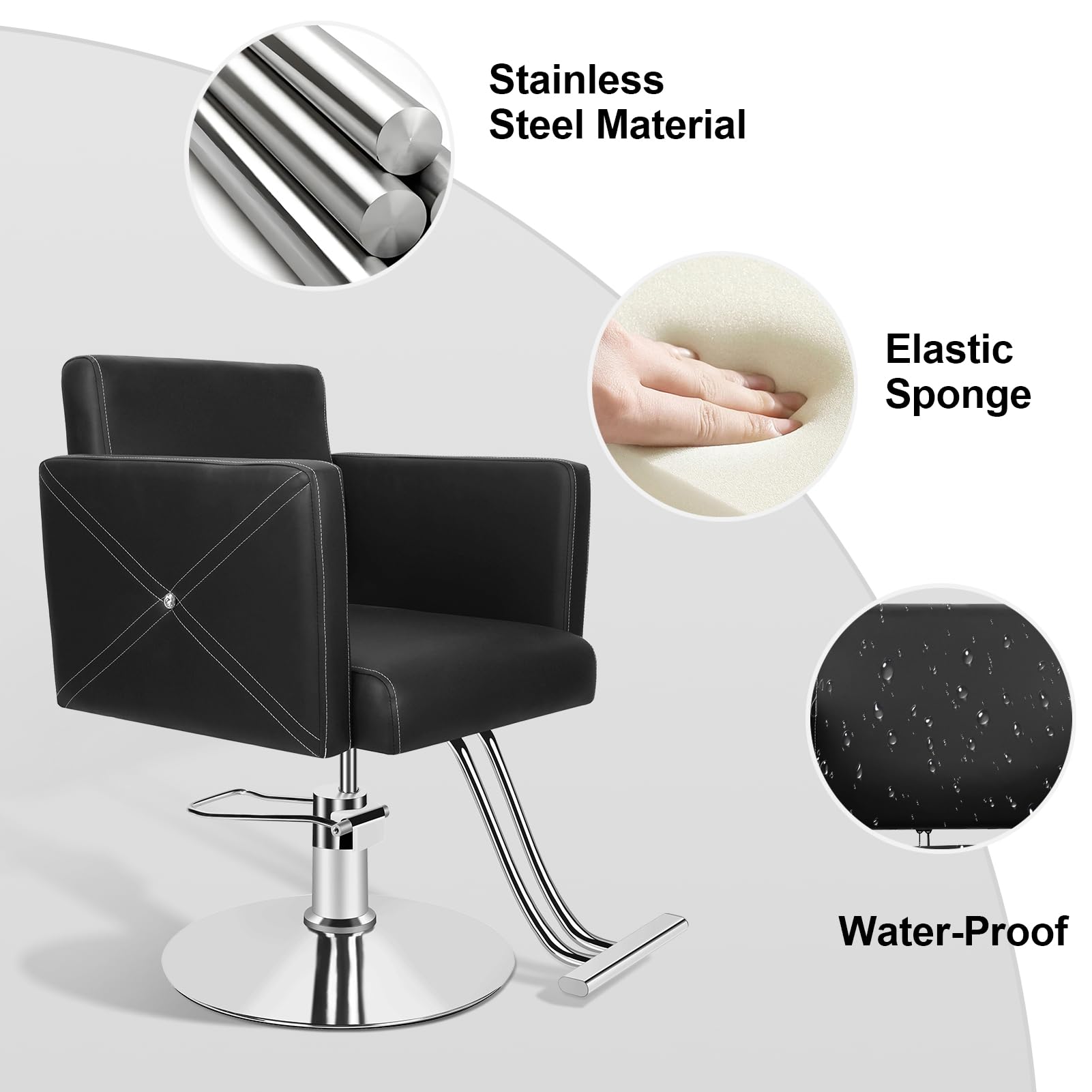 Salon Chair, Barber Chair For Hair Stylist, Styling Chair With Heavy Duty Hydraulic Pump, 360° Swivel Hair Salon Chair With Footrest For Beauty Spa Shampoo Max Load Weight 330 Lbs Black P 010961852233 - View #14