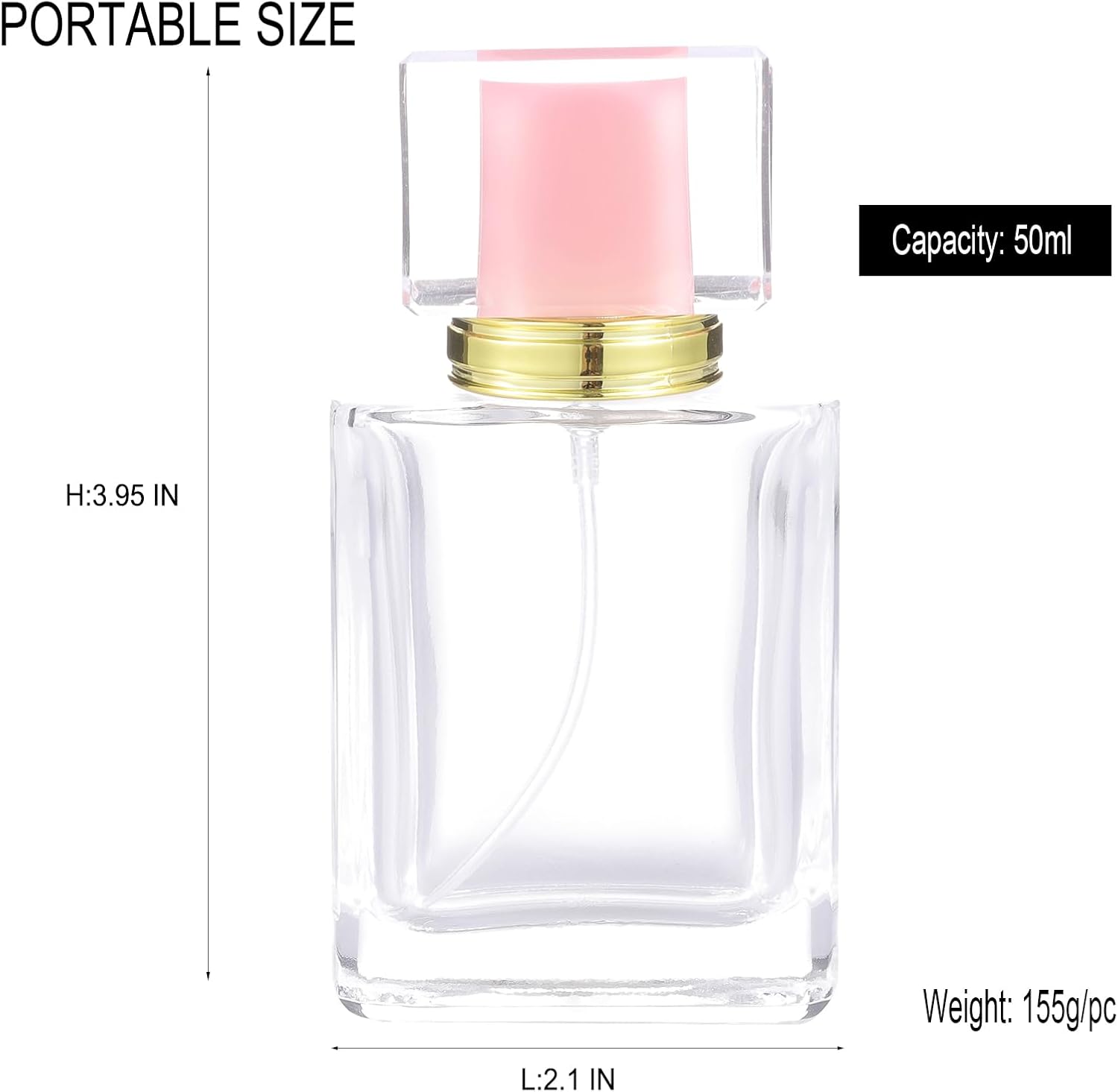 6 Pack Refillable Perfume Atomizer 50ml 1.7oz Large Perfume Bottle for Essential Oils, Perfumes Empty Clear Glass Mist Spray Bottle for Traveling Outgoing