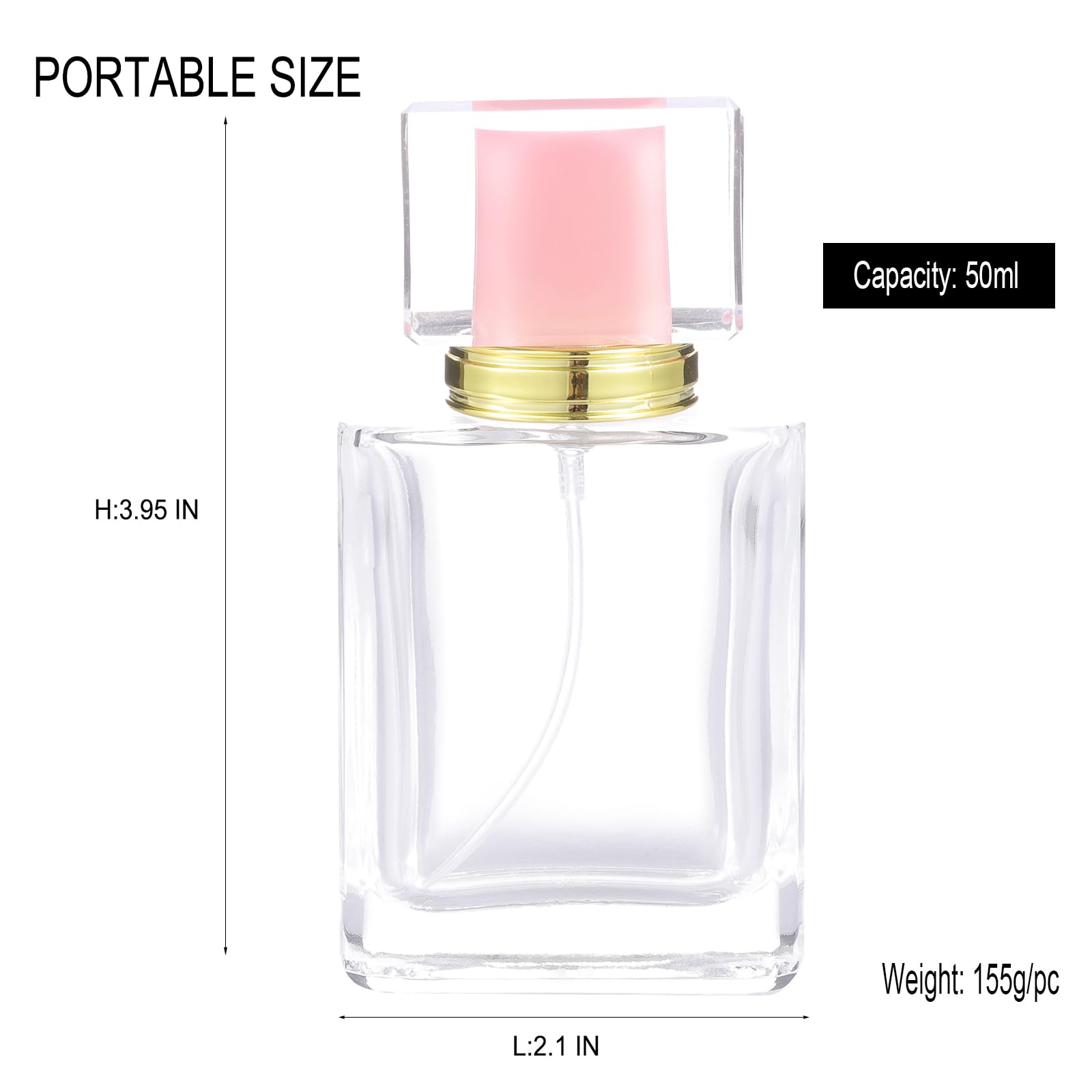 Nachfüllbarer Parfümzerstäuber, 50 ml, große Parfümflasche für ätherische Öle, Parfüm, leere klare Glasnebel-Sprühflasche für Reisen und Ausgehen, 6 Stück