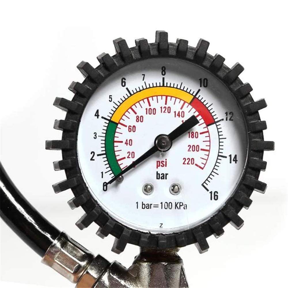 Manometr do opon o dużej wytrzymałości – 0–220 PSI, samochody osobowe, ciężarówki, motocykle, quady do pojazdów kempingowych, traktory trawnikowe, rowery itp.