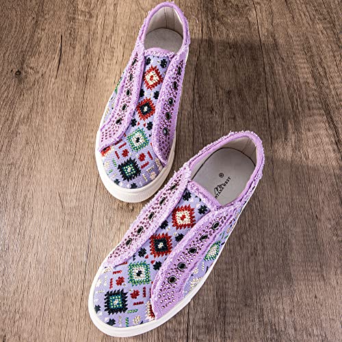 Montana West Womens Slip On Sneakers Low Top Canvas Shoes Bling Sneakers For Women Rhinestones Walking Shoes 900-S030Pp-7 #TOP1