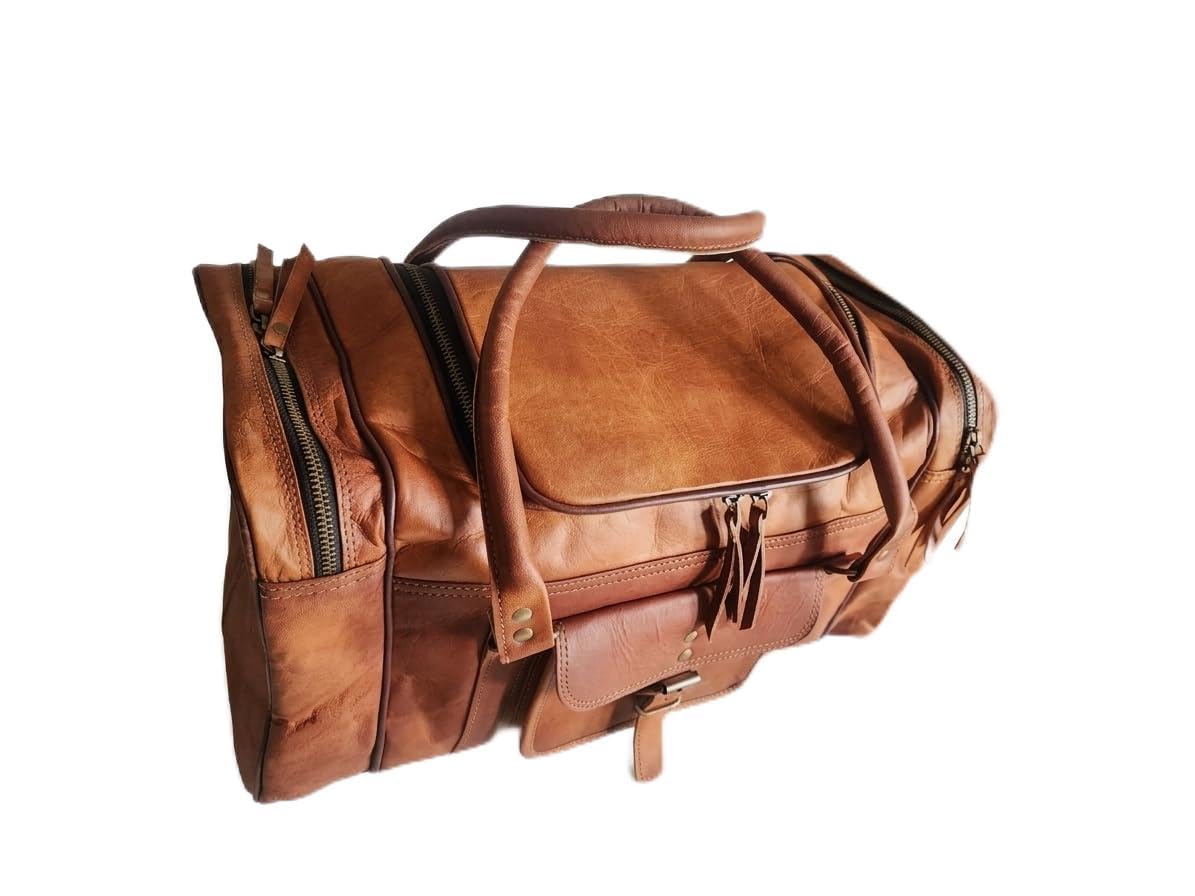 SoulGoat Genuine Leather Travel Duffle Bag for Man & Women. Cabin Size Carry On Luggage. Gym & Business Travel Bag-image-27