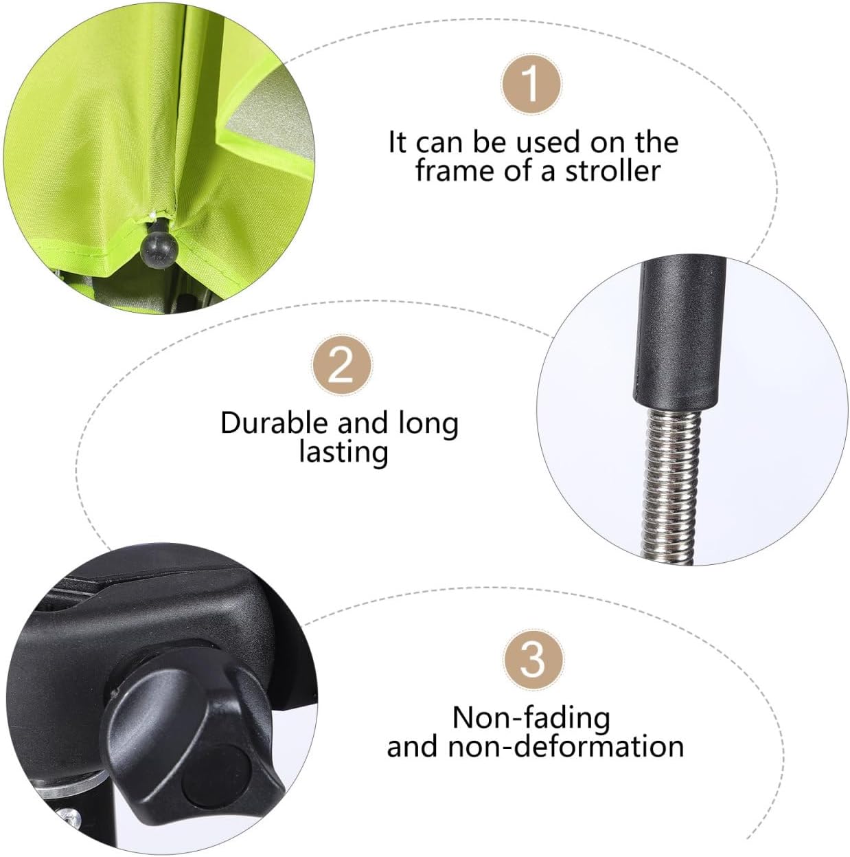 Ster Clip Umbrella with Clamp UV Protection Parasol for Push Chairs Water Resistant Sun Shade for Fits