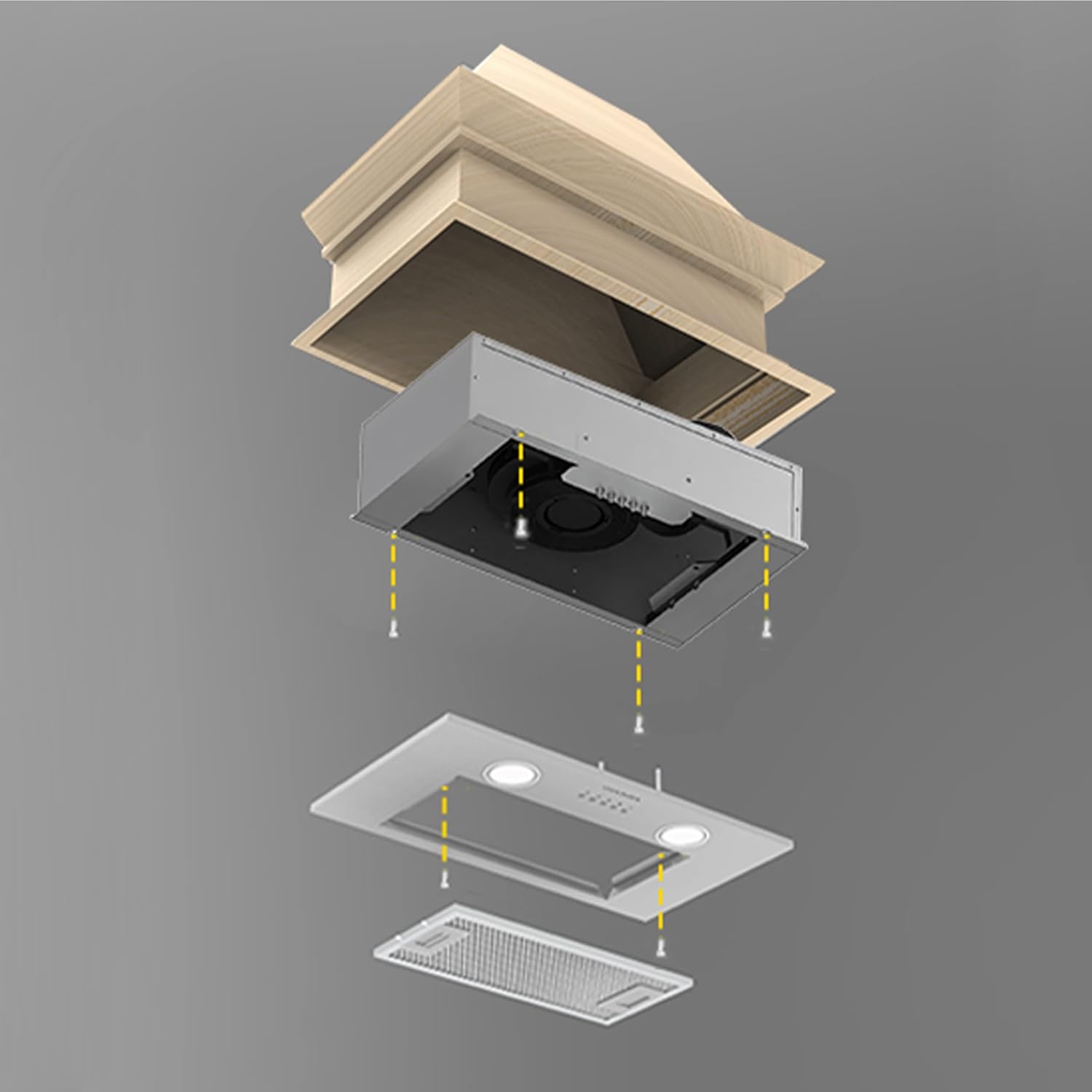 ระเบิด view of range hood installation