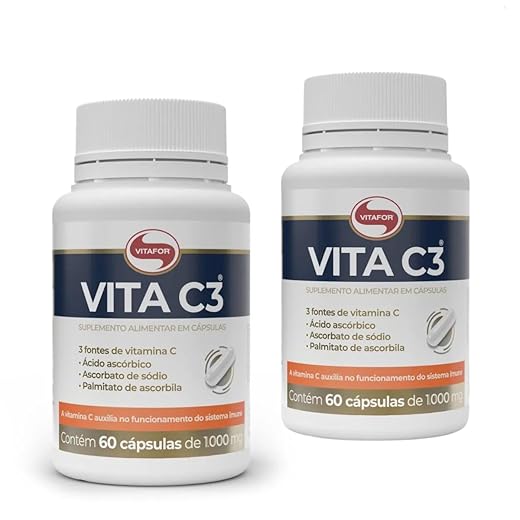 Kit 2X: Vita C3 Vitamina C 1000mg Vitafor 60 Cápsulas