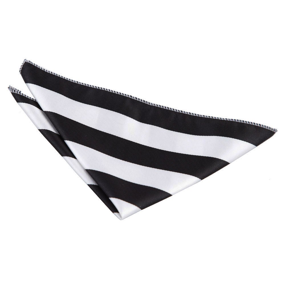 Dqt Men's Black/White Striped Pocket Square - Wedding, Business & Formal Suit Handkerchief