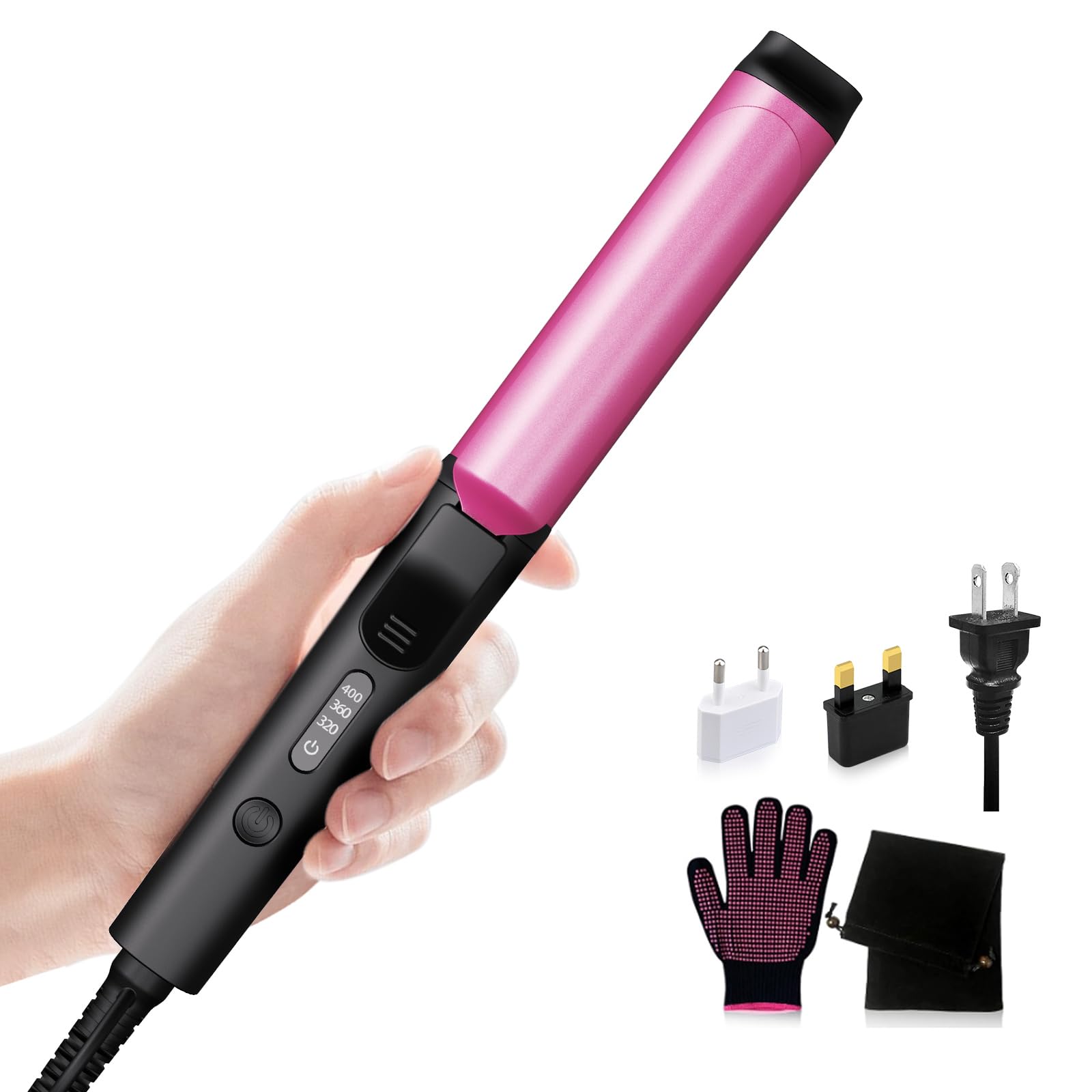 MQUPIN 1 Inch Mini Curling Iron for Short Hair - 3 Temp Settings Ceramic Dual Voltage Travel-Friendly With
