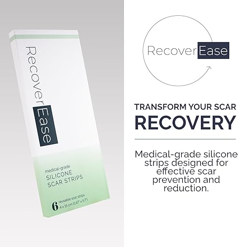 Miniatura 6 de Tiras de silicona para cicatrices  Paquete de 6 cintas de silicona de grado médico envueltas individualmente y reutilizables para mastectomía,