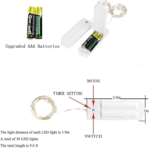Miniatura 2 de ZNYCYE Paquete de 10 luces de hadas que funcionan con pilas + 10 luces de hadas que funcionan con pilas
