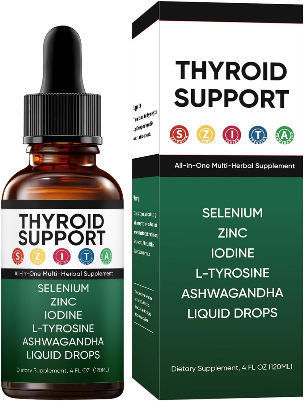 Kindled Thyroid Support Drops, Actora Thyroid Support Liquid Supplement with Selenium Zinc Iodine L-Tyrosine Ashwagandha - 4 fl. oz. (120mL) (1)