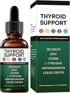 Kindled Thyroid Support Drops, Actora Thyroid Support Liquid Supplement with Selenium Zinc Iodine L-Tyrosine Ashwagandha - 4 fl. oz. (120mL) (1) Kindled Thyroid Support Drops, Actora Thyroid Support Liquid Supplement with Selenium Zinc Iodine L-Tyrosine Ashwagandha - 4 fl. oz. (120mL) (1)
