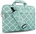 HSEOK Laptop Shoulder Bag / Sleeve Briefcase, Quatrefoil Style Canvas Fabric Carry Case for 12.9 iPad Pro / 13.3 Inch Notebook / MacBook Air / MacBook Pro, Green