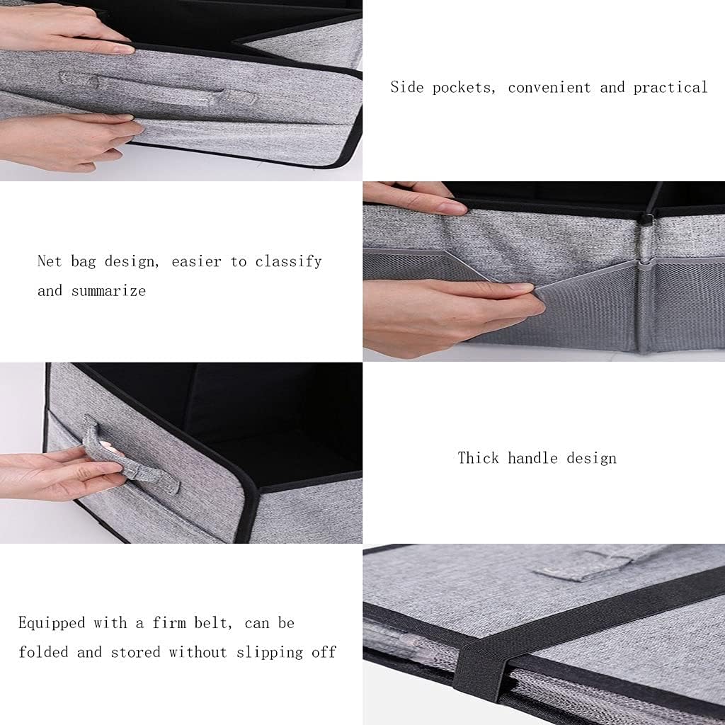 Trunk Organizer for Car,Storage Bins for Car,with Carrying Handles,Divider Compartments for Organization (Gray)