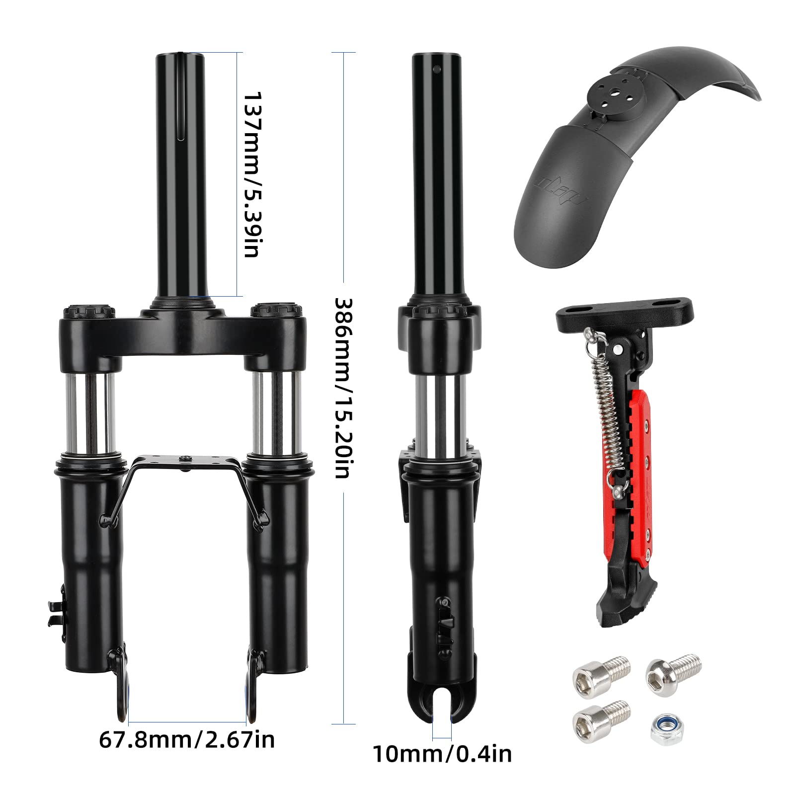 ulip Kit de suspension avant - Amortisseur avec béquille réglable - Garde-boue Fender Accessoires pour Xiaomi M365 Pro Pro2 1S MI3 Essential Lite Trottinette électrique
