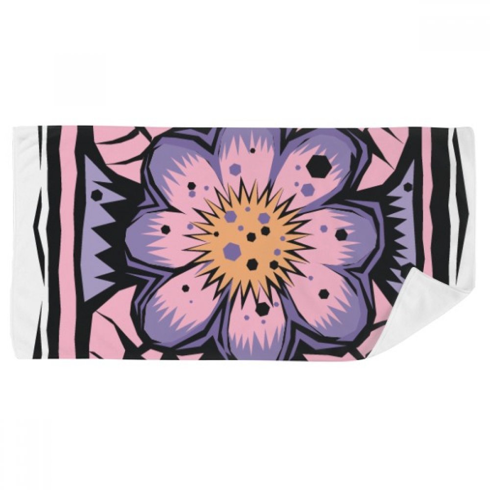 Serviette de bain fleur pourpre motif gravure culture mexicaine multicolore en 35x70cm