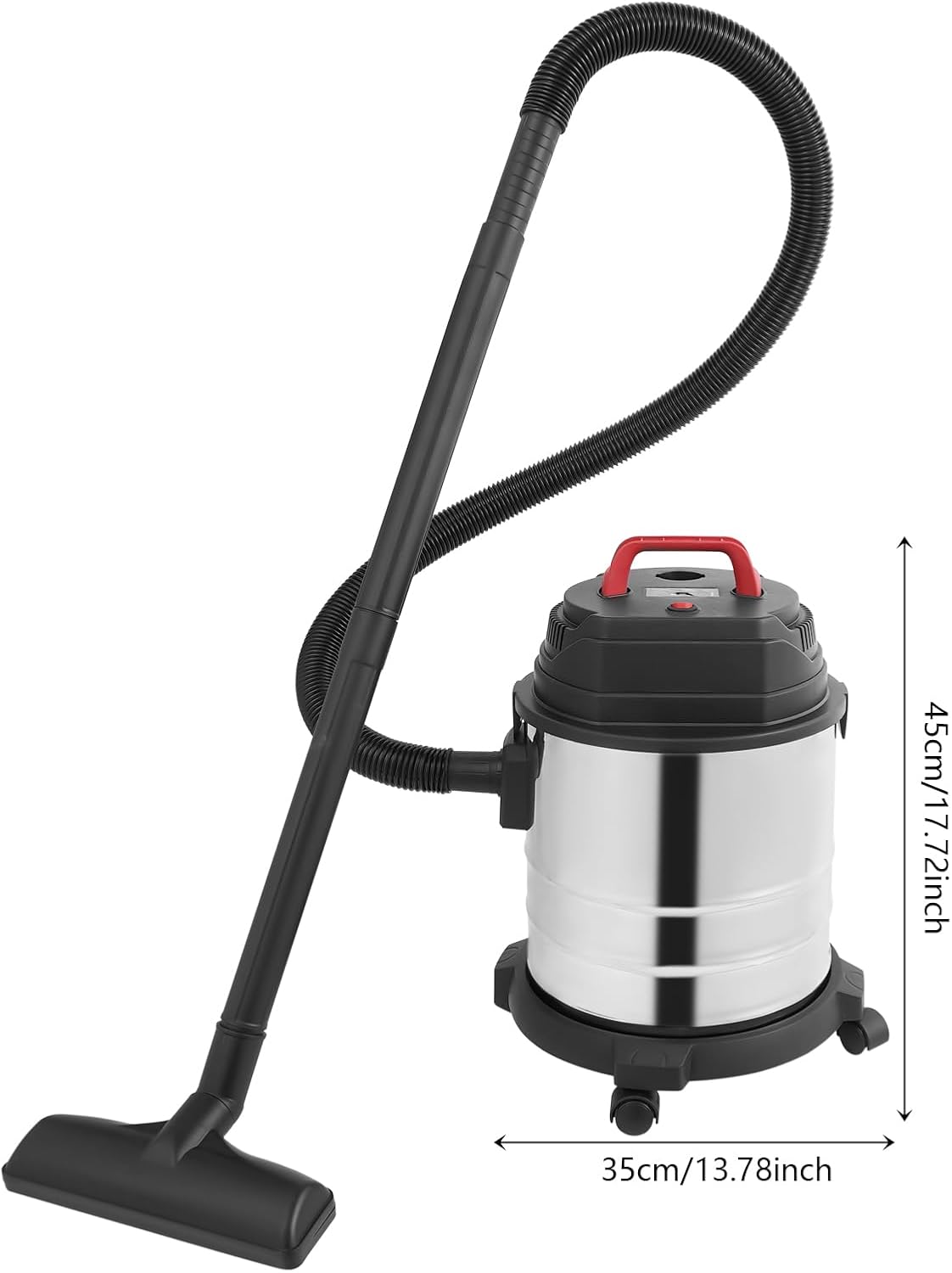 Stainless Steel Wet Dry Vacuum - 1500W Heavy-Duty Shop Vac with 5.28 Gallon Capacity - 4-Stage Filtration System and 18Kpa Suction Power - Ideal for Home, Garage and Commercial Cleaning