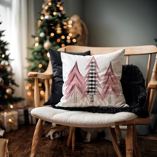 Miniatura 4 de Juego de 4 fundas de almohada decorativas de 18 x 18 pulgadas con diseño de árbol de Navidad con diseño de árbol de Navidad, decoración de casa de