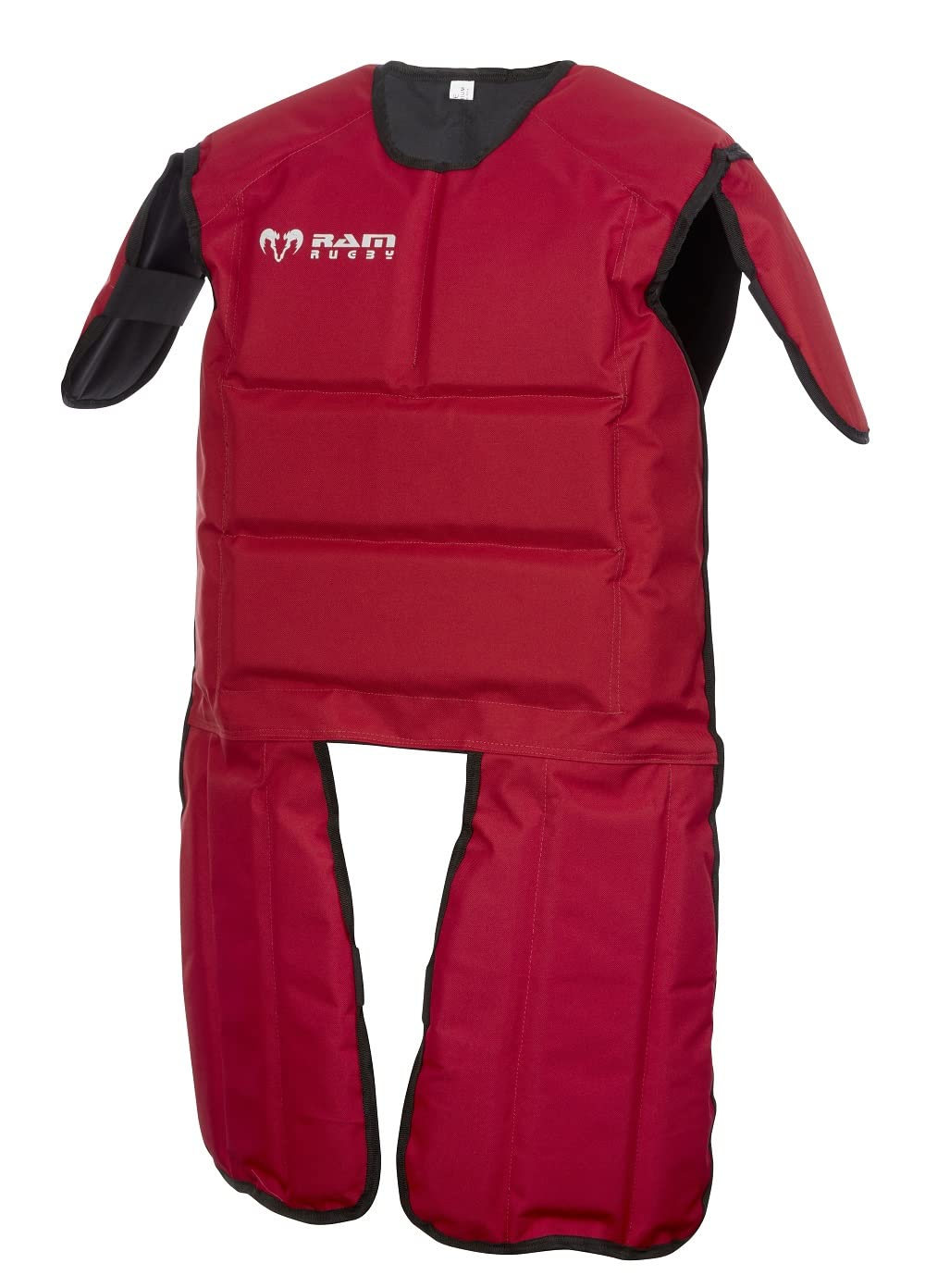 Ram Rugby Tackle Suit - Full-Contact Training Gear, Durable 600D Cordura, Reversible Red/Black Design, Lightweight Foam Protection, Sizes for Seniors, Youth, and Juniors