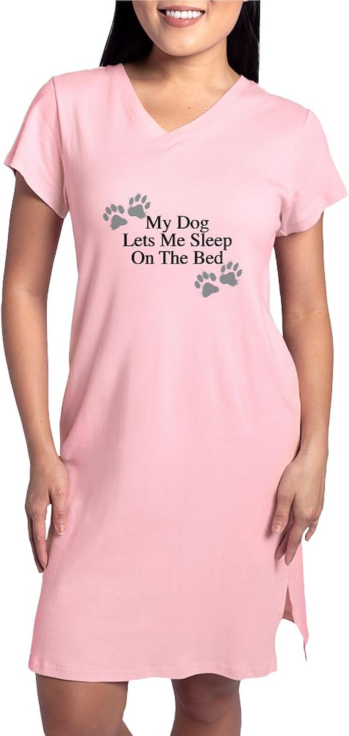 CafePress My Dog Lets Me Sleep On The Bed Women's Nightshirt, Soft Long Pajama Shirt, Cotton PJs