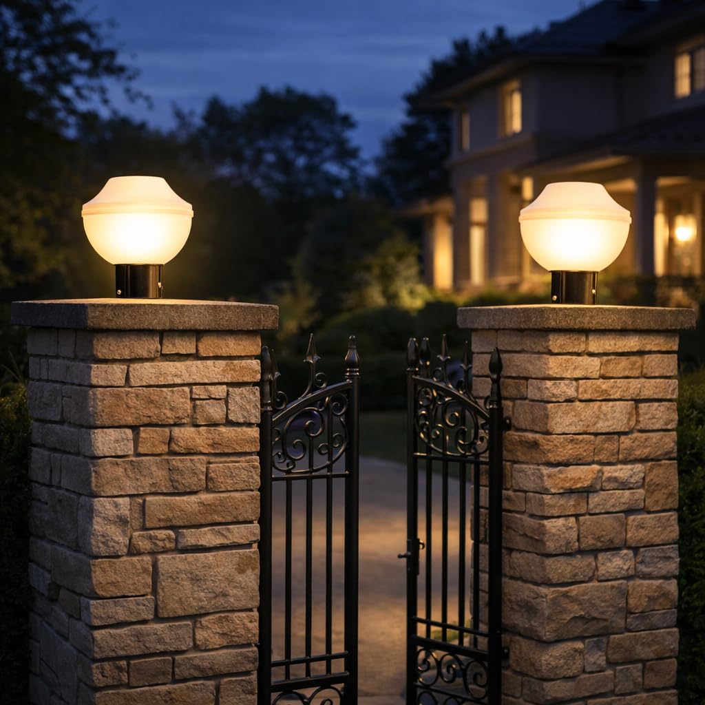 Gate Dome Lamp Holder | Heavy PVC White Body Outdoor Gate Light | B22 Bulb Holder Without Bulb | Weather Resistant Gate Pillar Light for Home, Garden, Terrace & Compound Wall-image-36