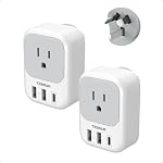 2 Pack European Travel Plug Adapter PD 20W, TESSAN Canada to Europe Plug Adapter with 4 AC Outlets, 3 USB Ports (1 USB C), 7 in 1 Type C Travel Power Adaptor for Most of Europe, Italy, France,Portugal