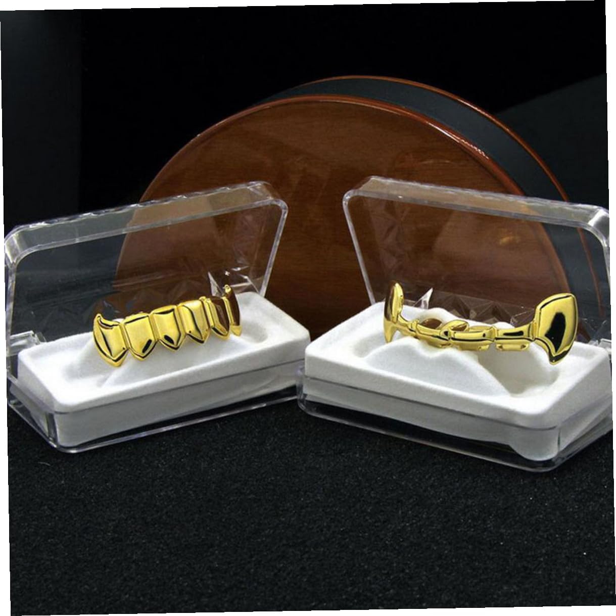 Ipetboom Hip Hop Gold Teeth Grill Set, Shiny Decorative Fake Gold Teeth Caps for Men and Women, Halloween Costume Accessory, Punk Style Dental Jewelry