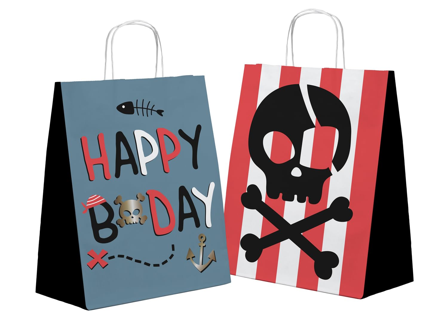 Folat 27473 Pirate Decoration Children's Birthday Gift Bags Pirate Party 20 x 27 cm Pack of 6 Pirate Party Girls Boys