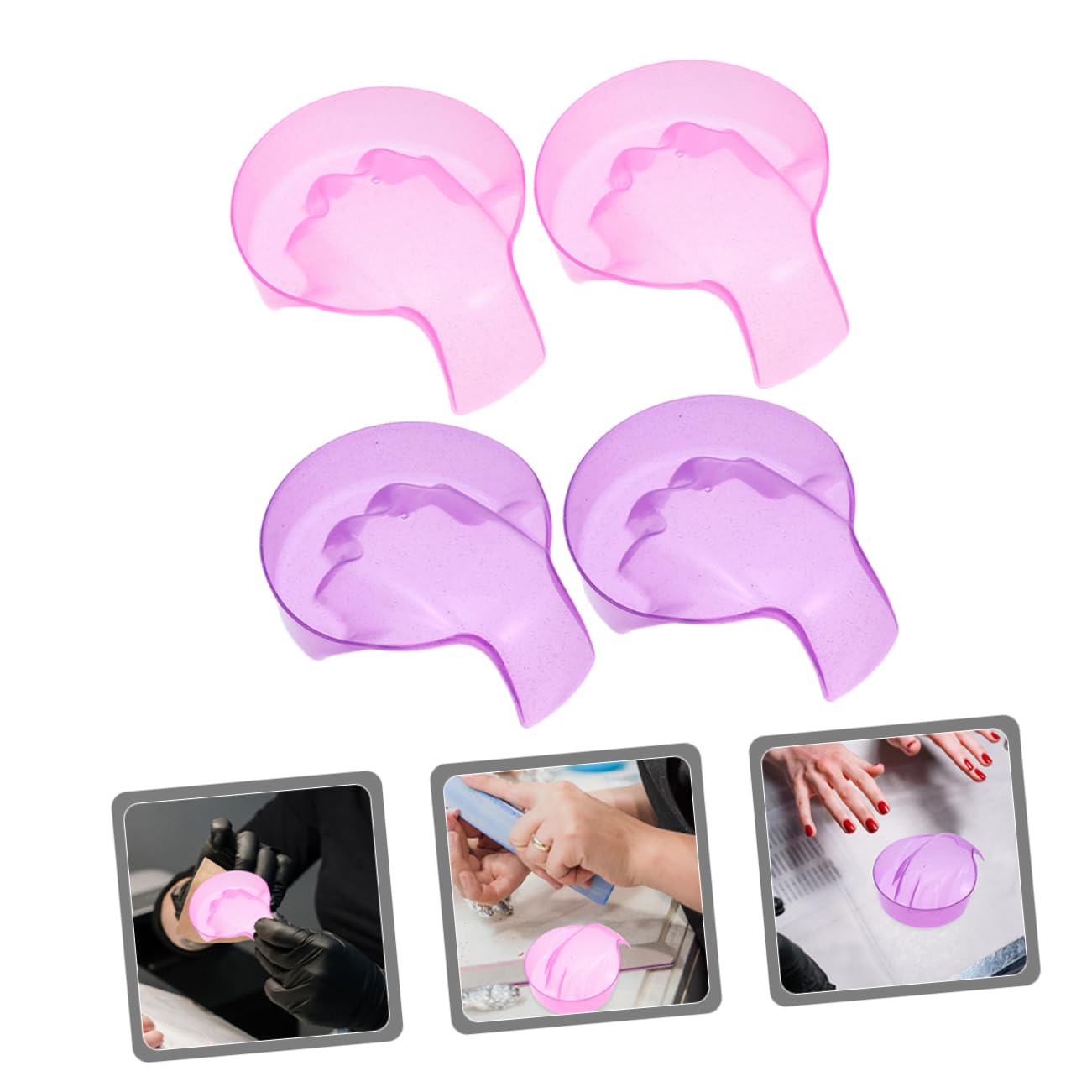 NOLITOY 4pcs Nail Soak off Bowl Nail Remover Tool Polish Remover Bowl Glue Soaker Tray for Manicure