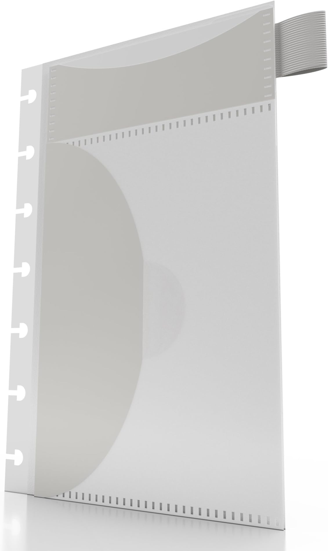Discagenda Instant Attach Hook and Loop Dashboard with Pen Loop, Card Holders, Envelope and Hook with Adhesive Backing for Customization, for Discbound Planner (Light Gray, Mini HP (4.6x7in))
