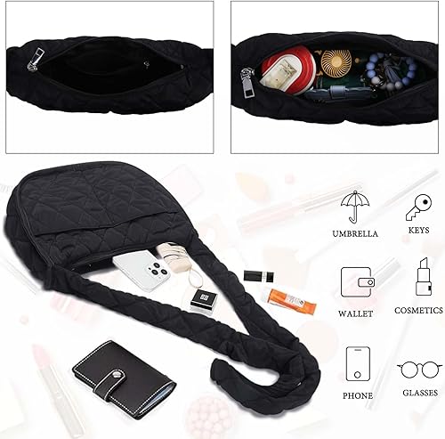 Miniatura 3 de Lostars Bolsa acolchada para mujer, bolsas acolchadas cruzadas, bolsas acolchadas para mujer, bolsa acolchada de algodón de plumón