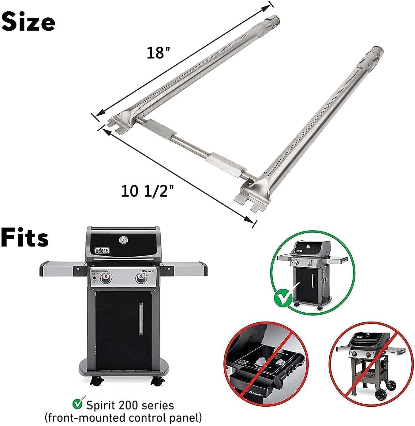 Uniflasy Grill Parts Kit Replacement for Weber Spirit 200 Series, Grill Cooking Grate, Grill Burner Tubes for Spirit E-210, E-220, Spirit S-210, S-220 with Front Controls, 7637, 69785