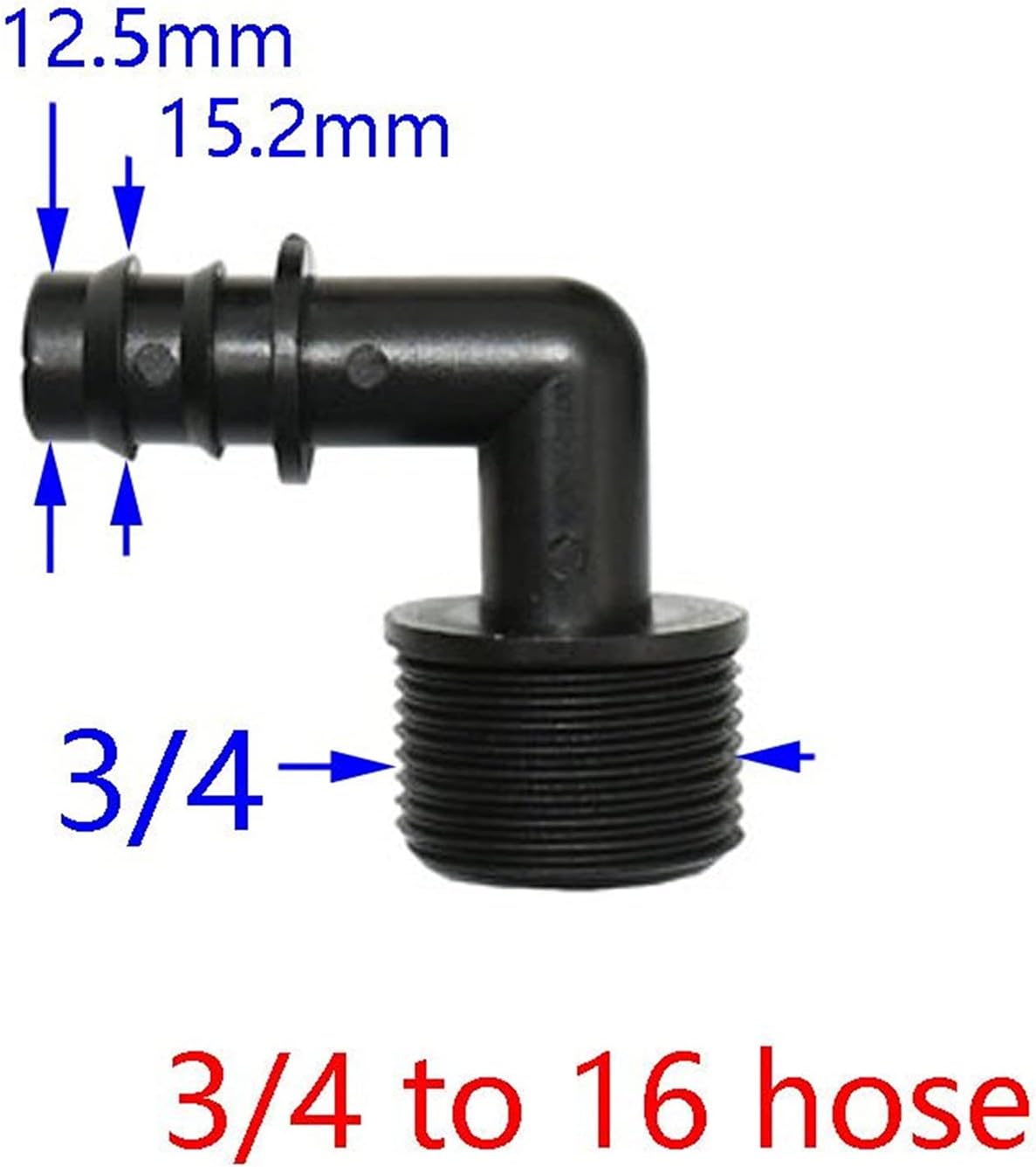 Hose Connector Male Thread 1/2" 3/4" to 1/2 3/4 25mm Hose Elbow Barb Joint 16mm 20mm Garden Hose Bending Joint Fittings 50pcs (Color : 3I4x16mm)