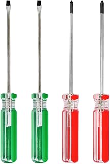 4Pcs 3mm Magnetic Screwdriver Set, Phillips and Slotted Head Tips with 3 inch Steel Shaft, Professional Hand Tools for Computer Electronics Home Repair