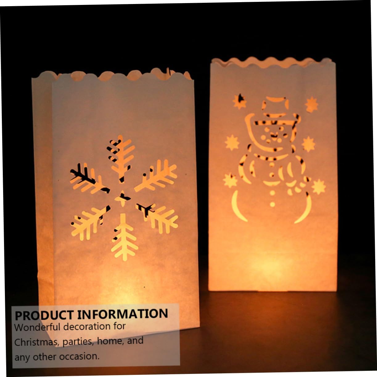 MERRYHAPY 30pcs Snowman Candle Bags Flame Resistant Holiday Candle Pouches for Christmas Party Decorations for Festive Celebrations and Romantic Atmospheres
