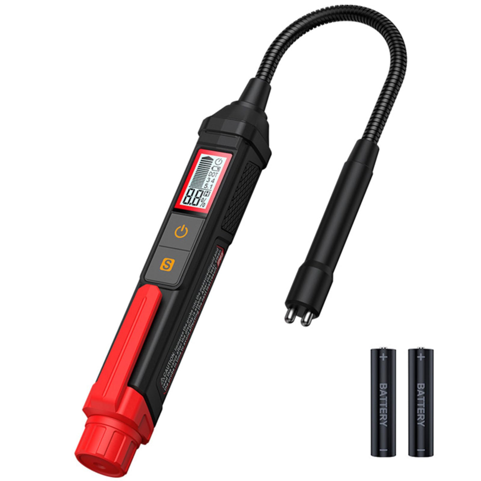 OBEST Tester Liquido Freni Adatto per Liquido Freni DOT3, DOT4, DOT5.1, Tester Olio Freni Auto Moto Universale con Display LCD, Allarme Sonoro e Luminoso, Sonda Flessibile