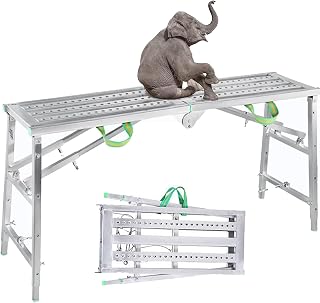 Folding Work Platform for Renovation, Aluminum Scaffolding Equipment with Adjustable Height, Portable Scaffolding Platform Ladders Stool for RV Cleaning High Painting Walls, Drywall,200cm ()