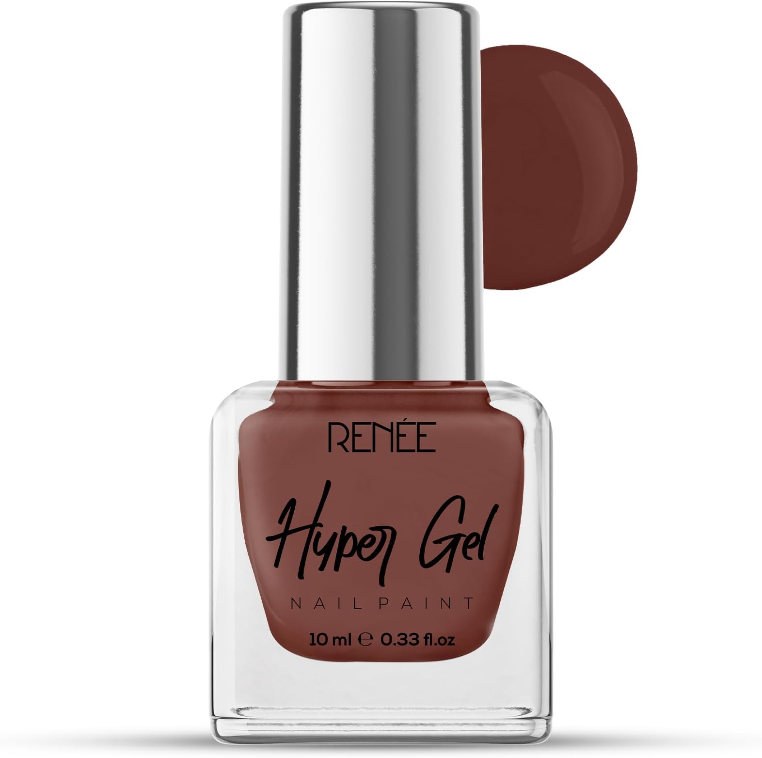 Hyper Gel Nail Paint- Toffee Brown 10ml | Quick Drying, Glossy Finish, Long Lasting, Chip resisting Formula with High Shine Polish | Acetone & Paraben Free