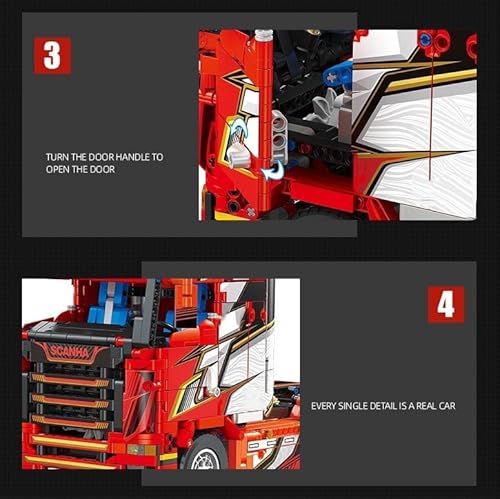 Technik LKW Bausteine, 1708 Teil Großes Scania Tractor Truck Modell, MOC Bausatz, Sammlerstücke Geschenke für Erwachsene und Kinder (Originalverpackung)