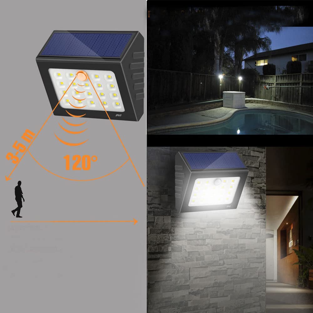 Gniazdo fabryczne nowoczesne solarne oświetlenie ścienne czujnik podczerwieni zewnętrzny kinkiet ścienny LED chip wodoodporna lampa ścienna na patio balkon trawnik ogród willa park dziedziniec oświetlenie latarnia ścienna (rozmiar: jeden rozmiar