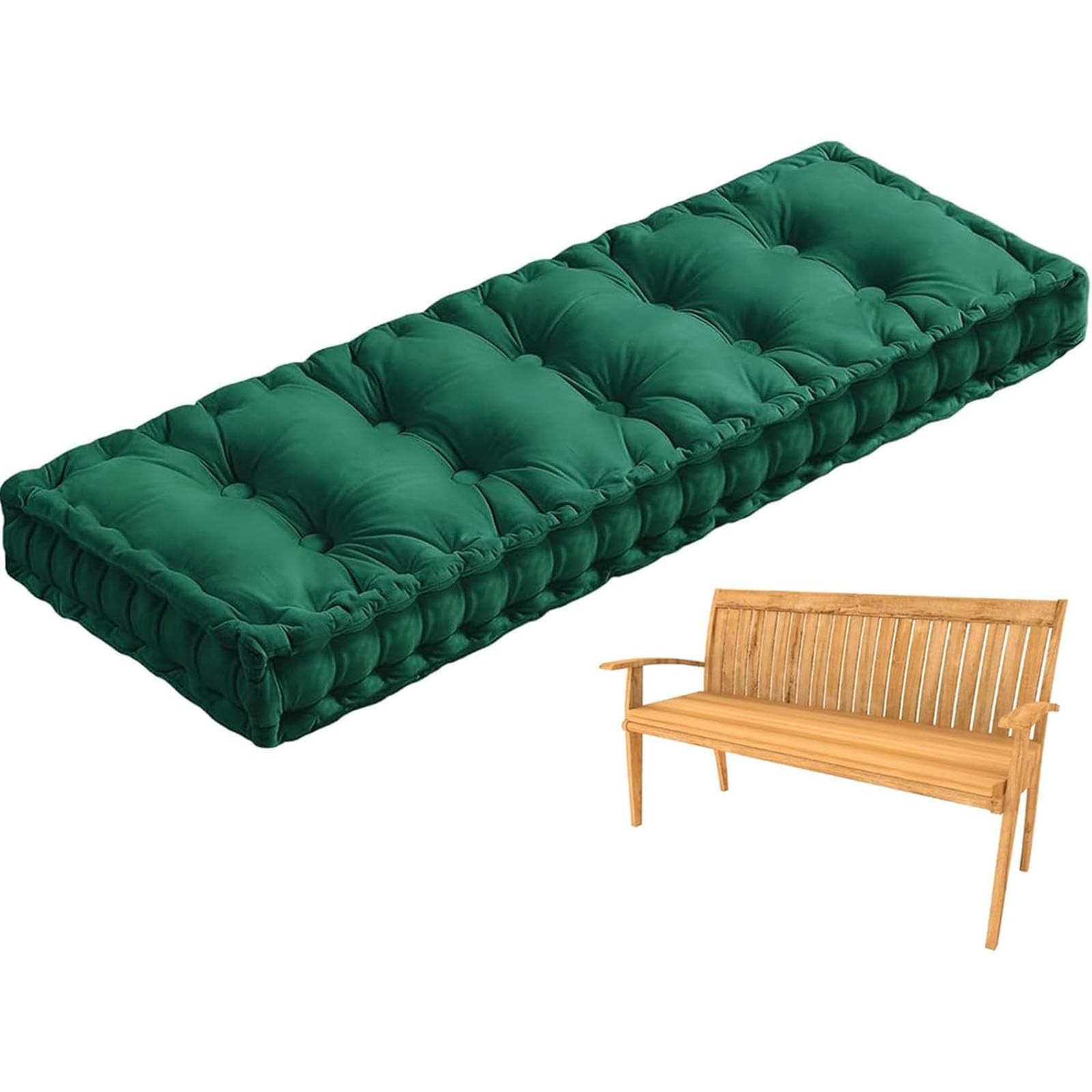 Cojín para exteriores verde de 80 x 60 cm para silla de patio y zona de porche