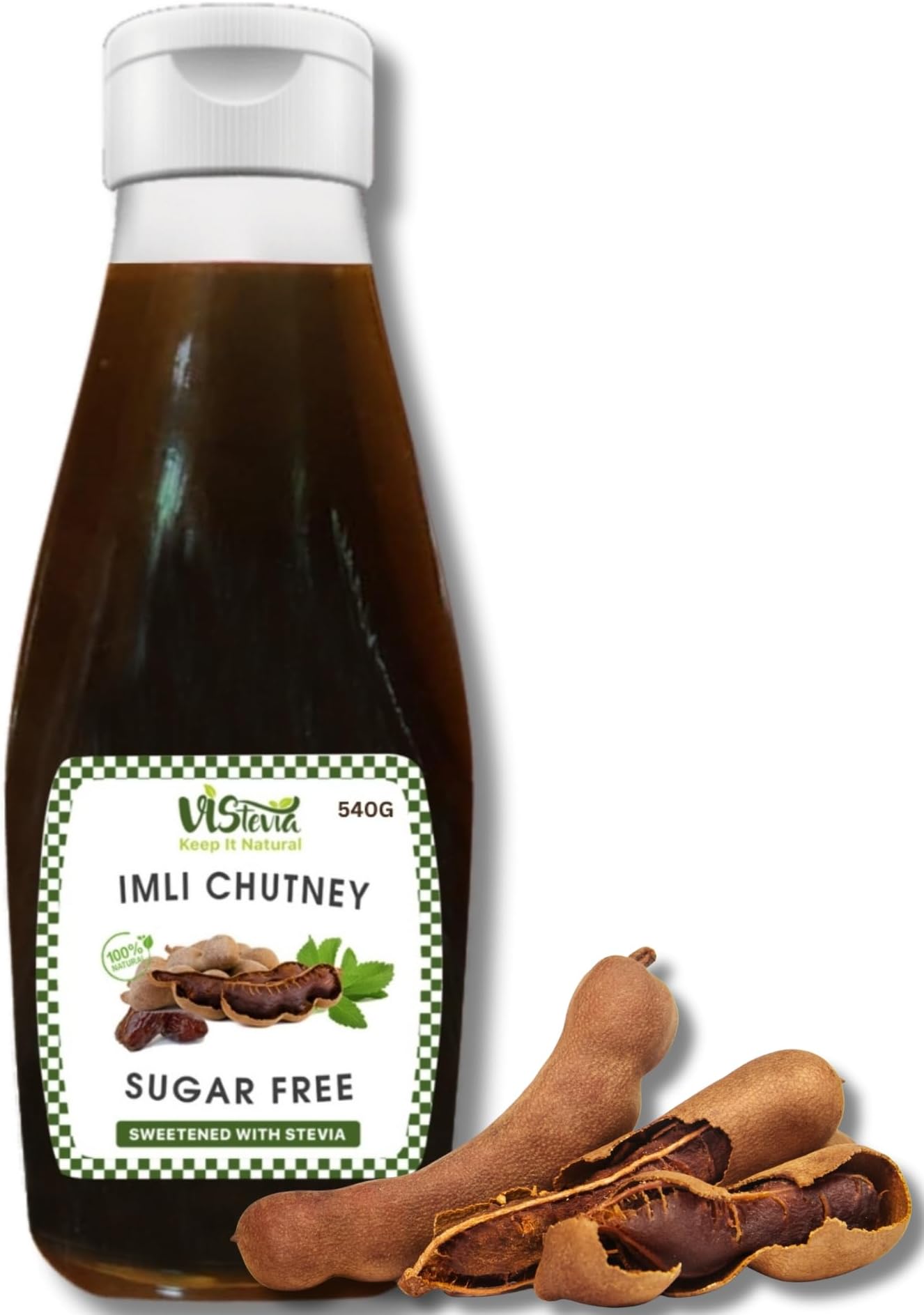 Sugar Free Imli Chutney, Diabetic And Keto Friendly - Sweetened Naturally With Stevia - Delicious To Taste, With A Perfect Balance Of Sweet And Sour - Pack Of 1 (540G)