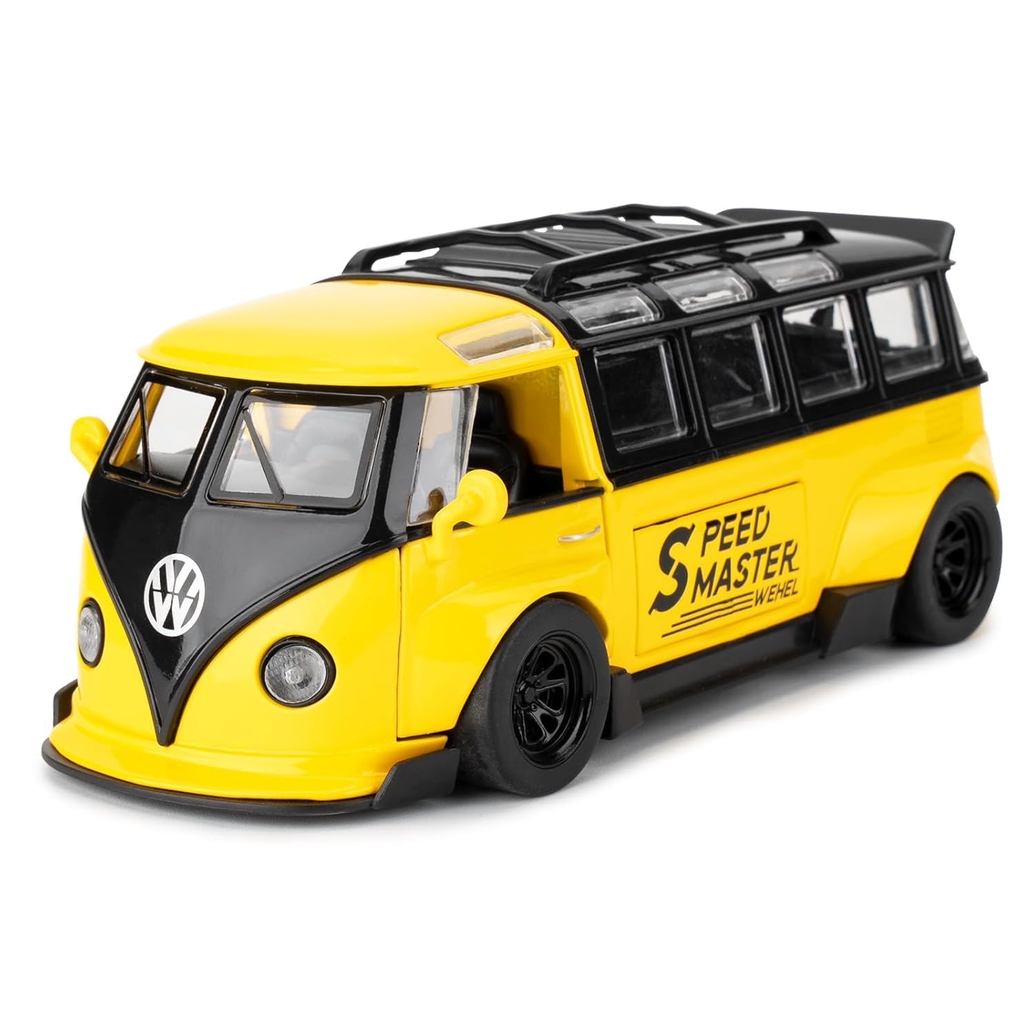 1/32 Volkswagen Bus Transporter Model Car with Surfboards Convertible Camping Van, Zinc Alloy Pull Back Toy car with Sound and Light for Kids Boy Girl Gift (Volkswagen Bus- Multi)