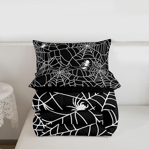 Miniatura 3 de Juego de edredón con estampado de telaraña para niños y niñas, edredón con temática de Halloween, juego de ropa de cama decorativo de araña
