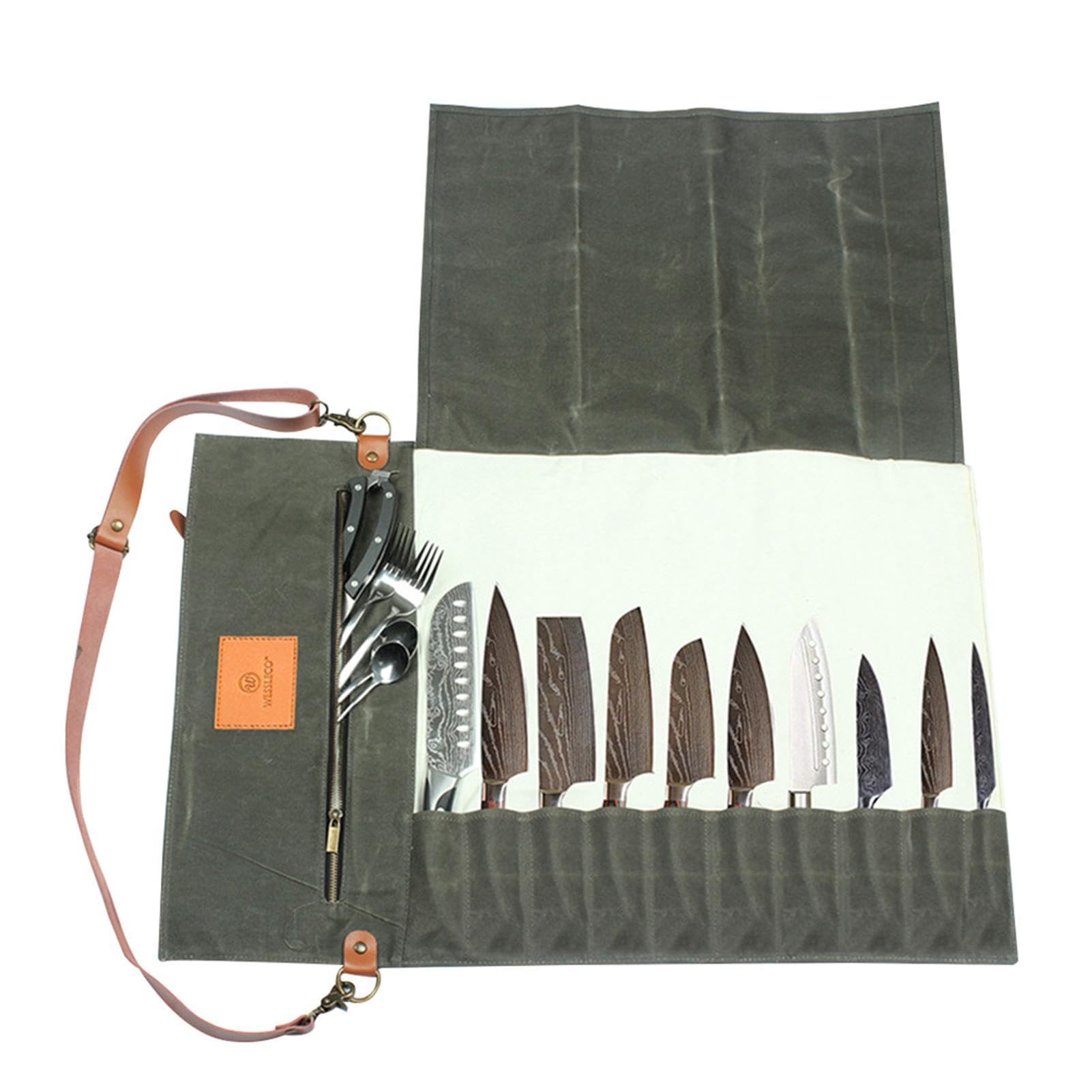 Sac à roulettes pour ustensiles de camping | Sac de rangement pour | vaisselle de camping - Sac de rouleau de coupeur de toile imperméable, transporteur de coupeur, étui de coupeur de chef pour