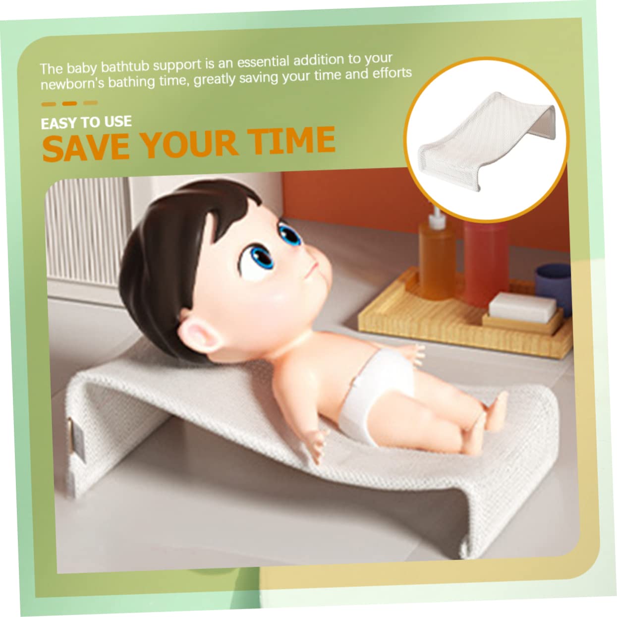Totority Boy Girl Bath Support Seat Soft Mesh Mat for Newborns Comfortable Bathing Cushion to Keep Safe and Calm for Bathtubs and Shower Use