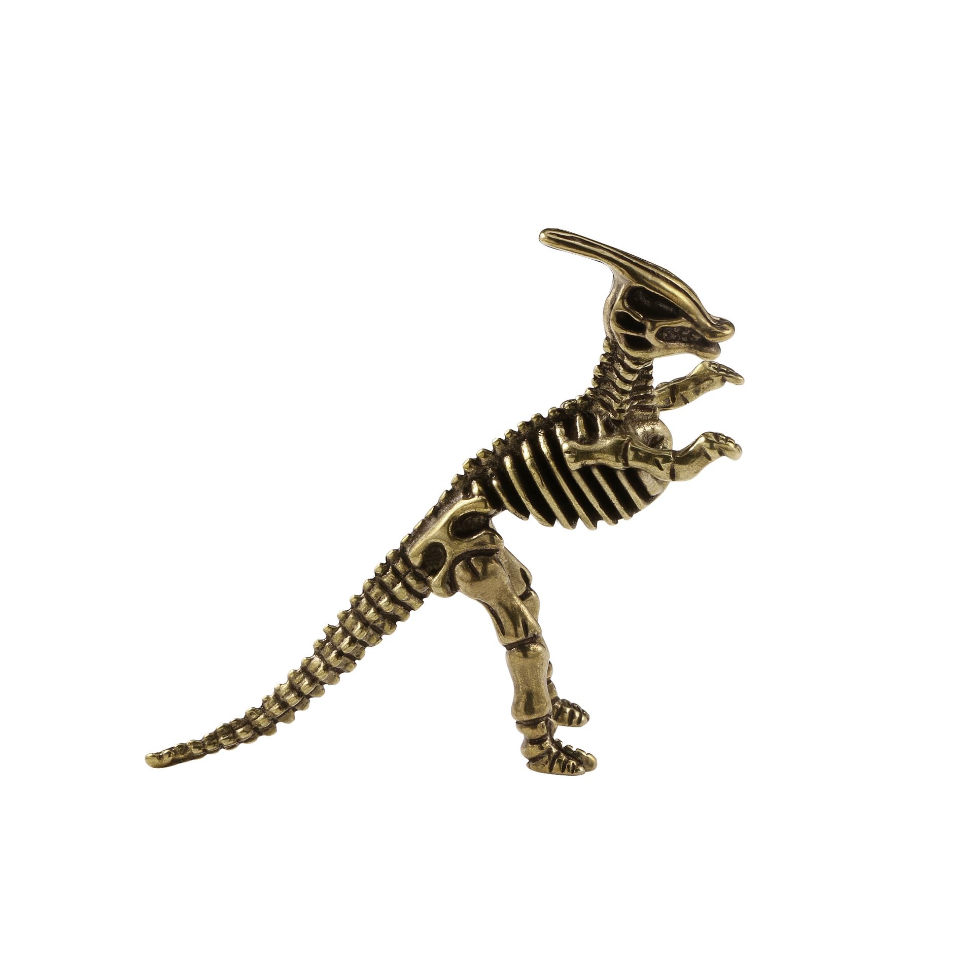 NGDFGR Brass Dinosaur Fossil Skeleton Model Miniature Figurines,Bronze Jurassic Parasaurolophus Statue Sculpture Crafts Collection Office Home Study Desktop Ornament Bonsai Micr