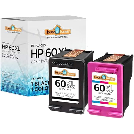 Amazon.com: HouseOfToners Cartucho de tinta remanufacturado de repuesto  para impresora HP 60XL 60 XL CC641WN CC644WN para HP Photosmart C4680 D110  Deskjet D2680 D1660 D2530 F2430 F4210 (2 unidades, color negro) :