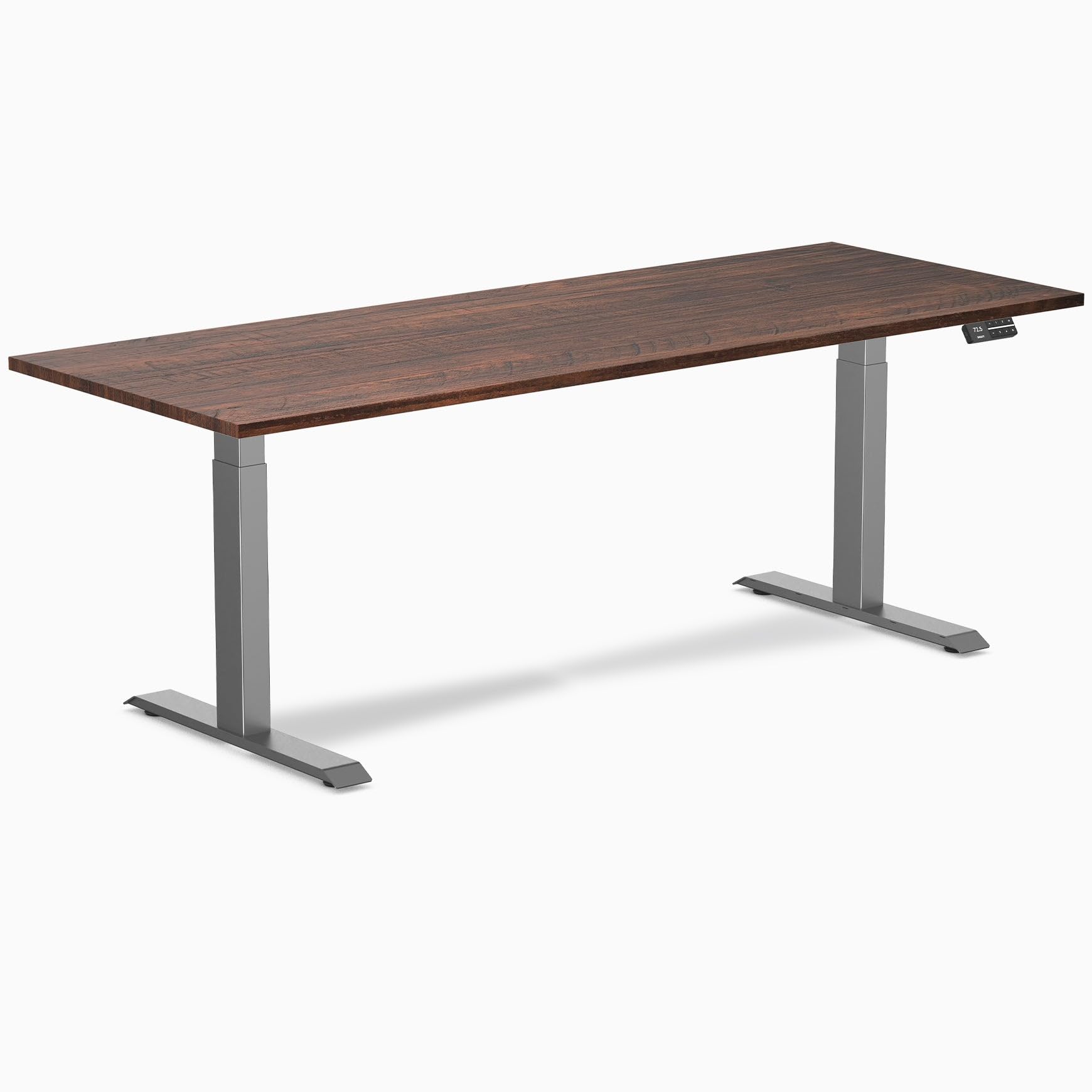 Desky Dual Softwood Sit Stand Desk American Rustic Pine 80" Space Gray