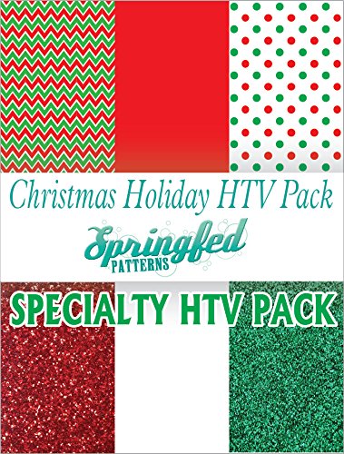 CHRISTMAS HTV SPECIAL PACK #1 Chevron & Polka Dot Patterns, Color and Glitterflex HTV for T-Shirts!
